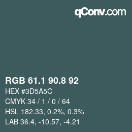 カラーコード: RGB 61.1 90.8 92 | qconv.com