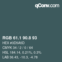 Color code: RGB 61.1 90.8 93 | qconv.com