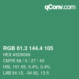 カラーコード: RGB 61.3 144.4 105 | qconv.com