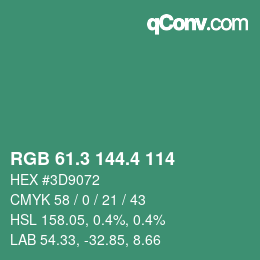 カラーコード: RGB 61.3 144.4 114 | qconv.com