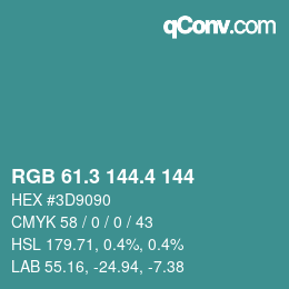 カラーコード: RGB 61.3 144.4 144 | qconv.com