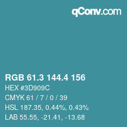 カラーコード: RGB 61.3 144.4 156 | qconv.com