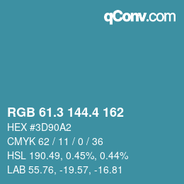 カラーコード: RGB 61.3 144.4 162 | qconv.com
