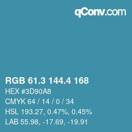 カラーコード: RGB 61.3 144.4 168 | qconv.com