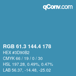 カラーコード: RGB 61.3 144.4 178 | qconv.com