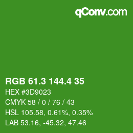 カラーコード: RGB 61.3 144.4 35 | qconv.com