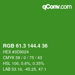 カラーコード: RGB 61.3 144.4 36 | qconv.com