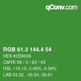カラーコード: RGB 61.3 144.4 54 | qconv.com