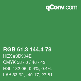 カラーコード: RGB 61.3 144.4 78 | qconv.com