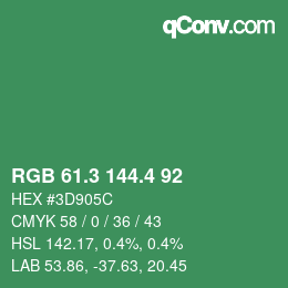 カラーコード: RGB 61.3 144.4 92 | qconv.com