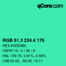 カラーコード: RGB 61.3 234.4 176 | qconv.com