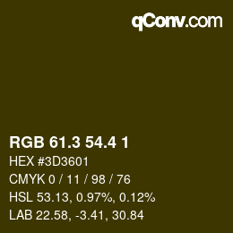 カラーコード: RGB 61.3 54.4 1 | qconv.com