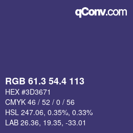 カラーコード: RGB 61.3 54.4 113 | qconv.com
