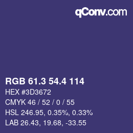 カラーコード: RGB 61.3 54.4 114 | qconv.com