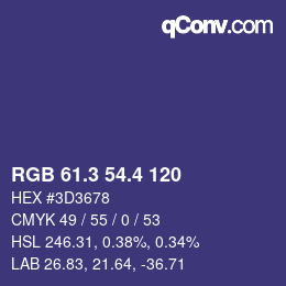 カラーコード: RGB 61.3 54.4 120 | qconv.com