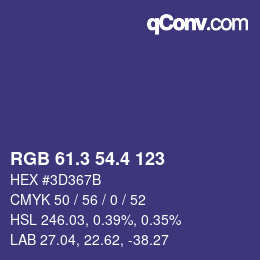 カラーコード: RGB 61.3 54.4 123 | qconv.com