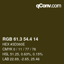 カラーコード: RGB 61.3 54.4 14 | qconv.com