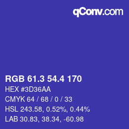 カラーコード: RGB 61.3 54.4 170 | qconv.com