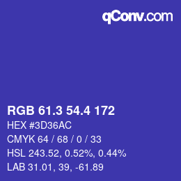 カラーコード: RGB 61.3 54.4 172 | qconv.com