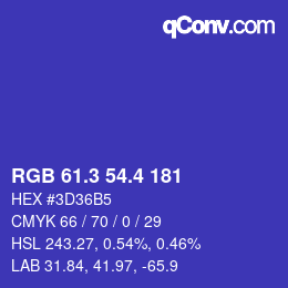カラーコード: RGB 61.3 54.4 181 | qconv.com