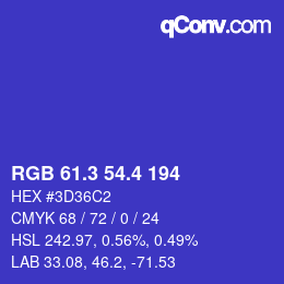 カラーコード: RGB 61.3 54.4 194 | qconv.com