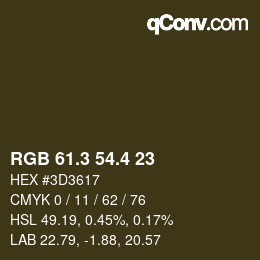 カラーコード: RGB 61.3 54.4 23 | qconv.com
