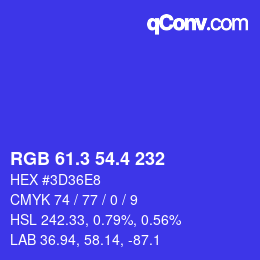 カラーコード: RGB 61.3 54.4 232 | qconv.com