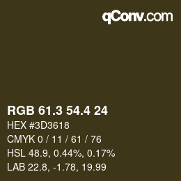 カラーコード: RGB 61.3 54.4 24 | qconv.com