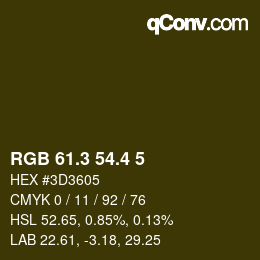 カラーコード: RGB 61.3 54.4 5 | qconv.com