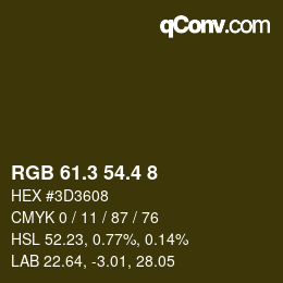 カラーコード: RGB 61.3 54.4 8 | qconv.com