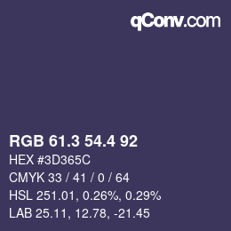 カラーコード: RGB 61.3 54.4 92 | qconv.com