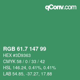 カラーコード: RGB 61.7 147 99 | qconv.com