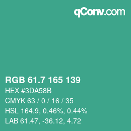 カラーコード: RGB 61.7 165 139 | qconv.com