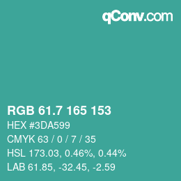 カラーコード: RGB 61.7 165 153 | qconv.com