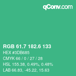 カラーコード: RGB 61.7 182.6 133 | qconv.com