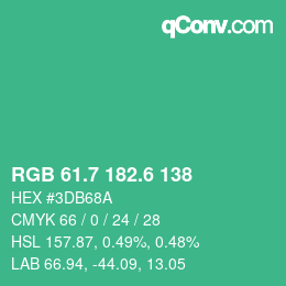 カラーコード: RGB 61.7 182.6 138 | qconv.com