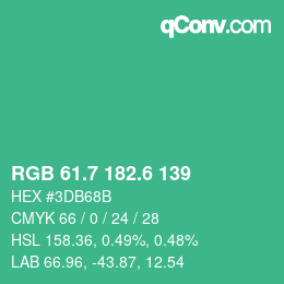 カラーコード: RGB 61.7 182.6 139 | qconv.com