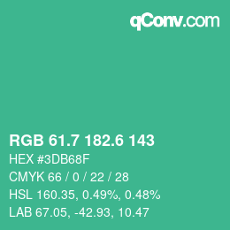 カラーコード: RGB 61.7 182.6 143 | qconv.com
