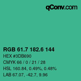 カラーコード: RGB 61.7 182.6 144 | qconv.com