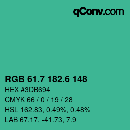 カラーコード: RGB 61.7 182.6 148 | qconv.com