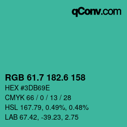 カラーコード: RGB 61.7 182.6 158 | qconv.com