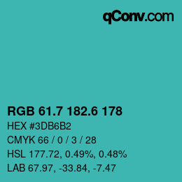 カラーコード: RGB 61.7 182.6 178 | qconv.com