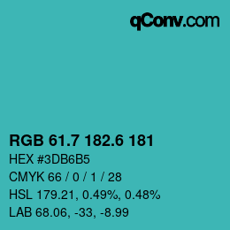 カラーコード: RGB 61.7 182.6 181 | qconv.com