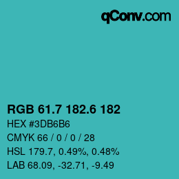 カラーコード: RGB 61.7 182.6 182 | qconv.com