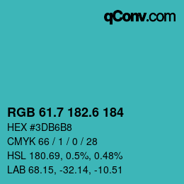 カラーコード: RGB 61.7 182.6 184 | qconv.com