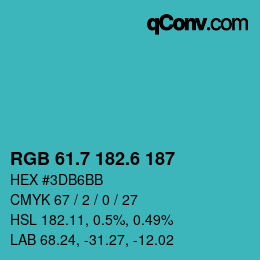 カラーコード: RGB 61.7 182.6 187 | qconv.com