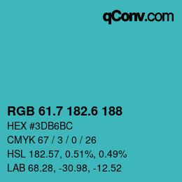 カラーコード: RGB 61.7 182.6 188 | qconv.com