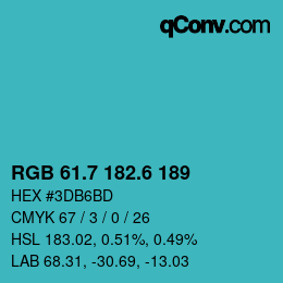 カラーコード: RGB 61.7 182.6 189 | qconv.com