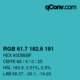 カラーコード: RGB 61.7 182.6 191 | qconv.com