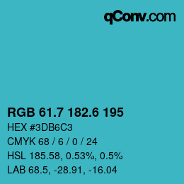 カラーコード: RGB 61.7 182.6 195 | qconv.com